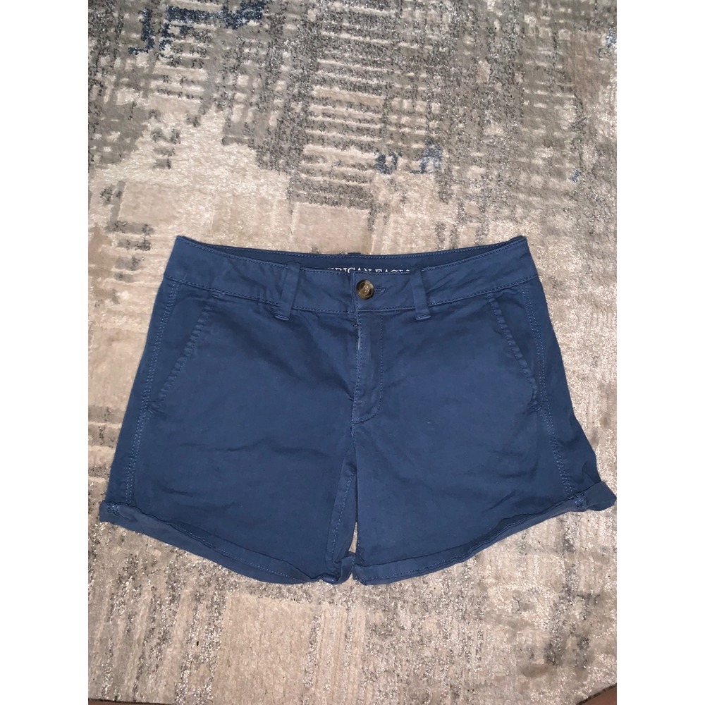 American Eagle Outfitters Navy Blue Super Stretch Midi Chino Shorts Women 4